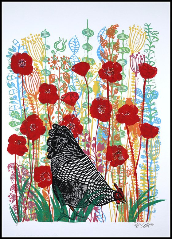 Hen and Poppies