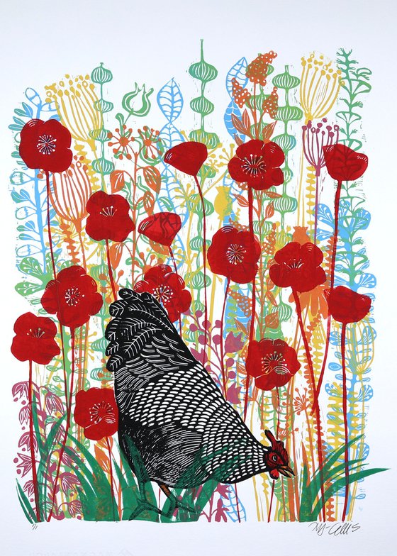 Hen and Poppies