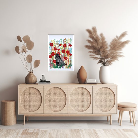 Hen and Poppies