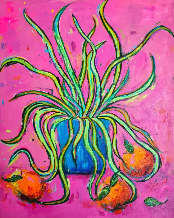 Spider Plant and Three Oranges